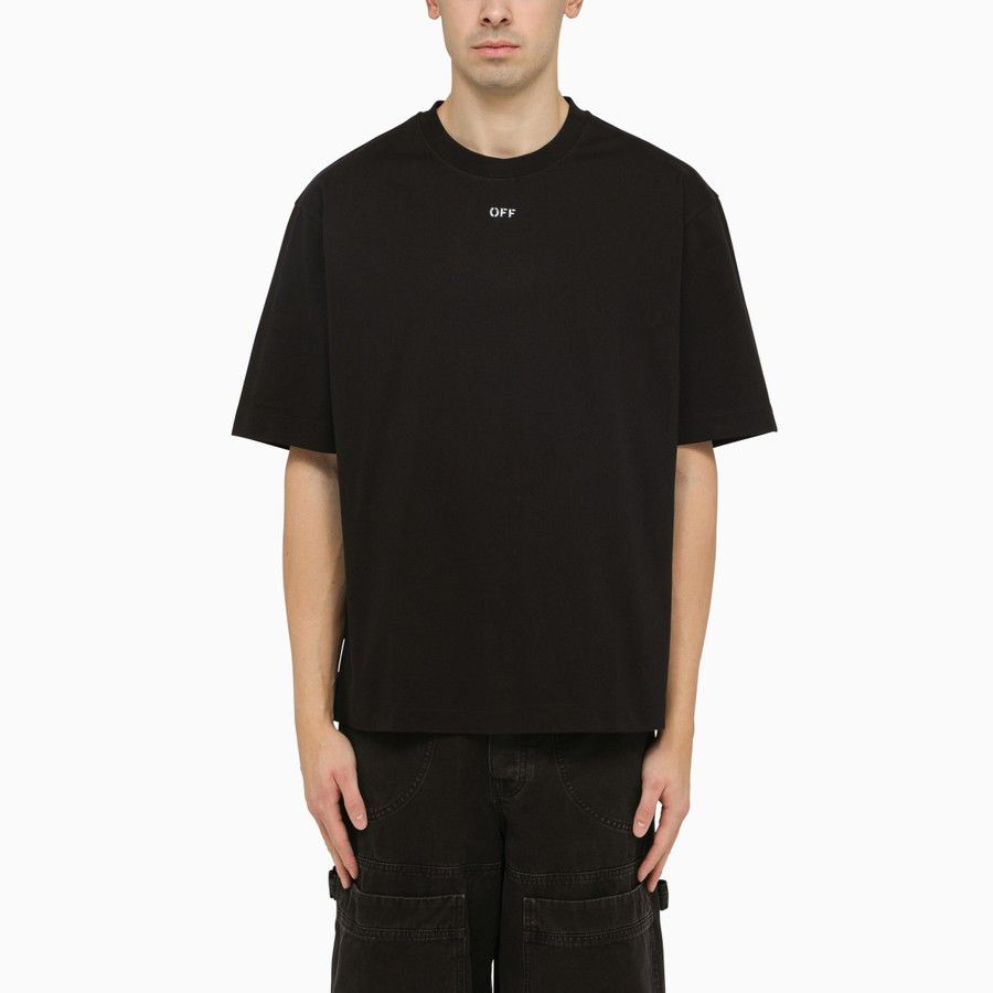 image of Off White O1D2Blof0424 Logo T-Shirts In Black, Men's (Size Medium)
