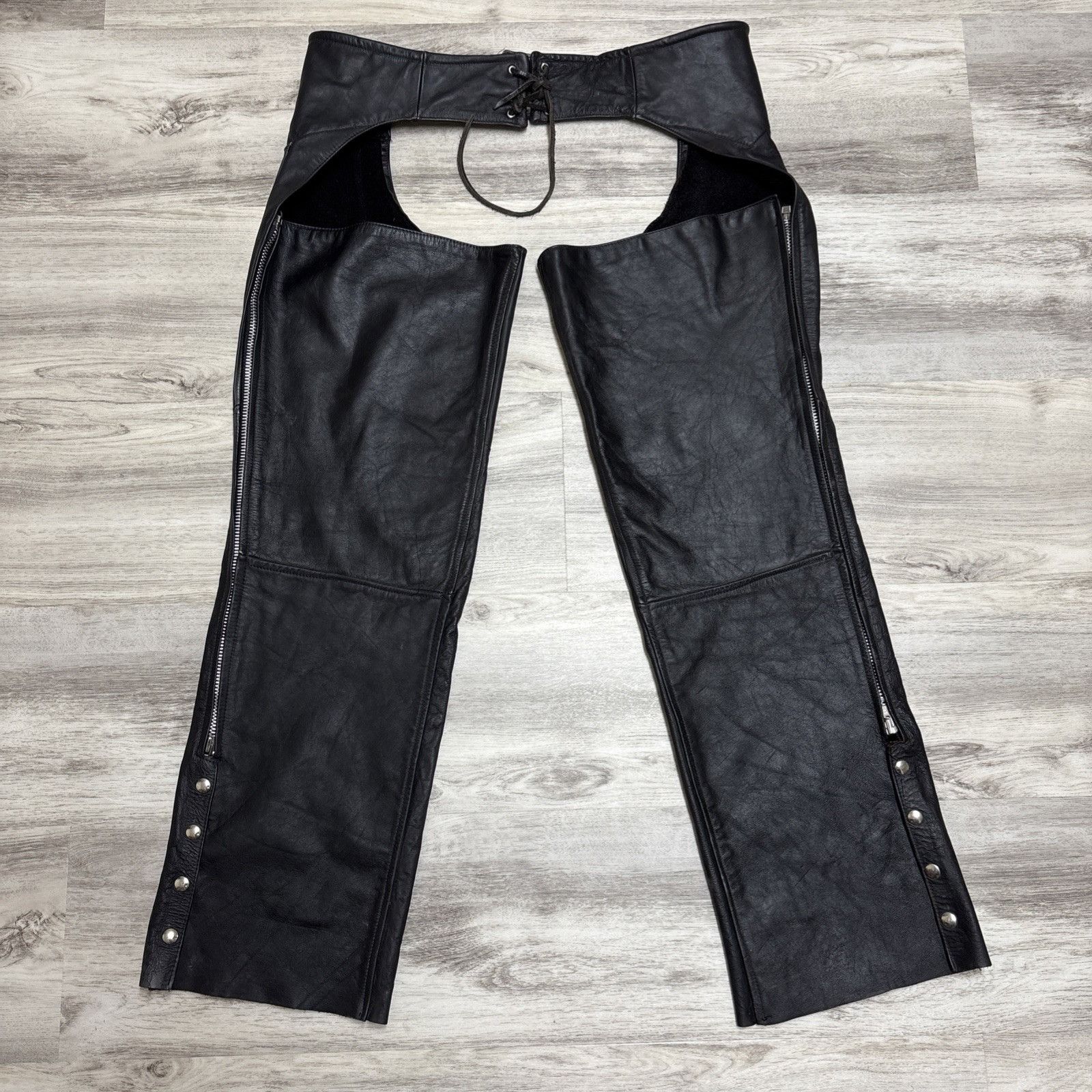 Other Vintage Leather Chaps Mens Large Black Bootcut Full Grain Mo Size US 36 / EU 52 - 3 Thumbnail