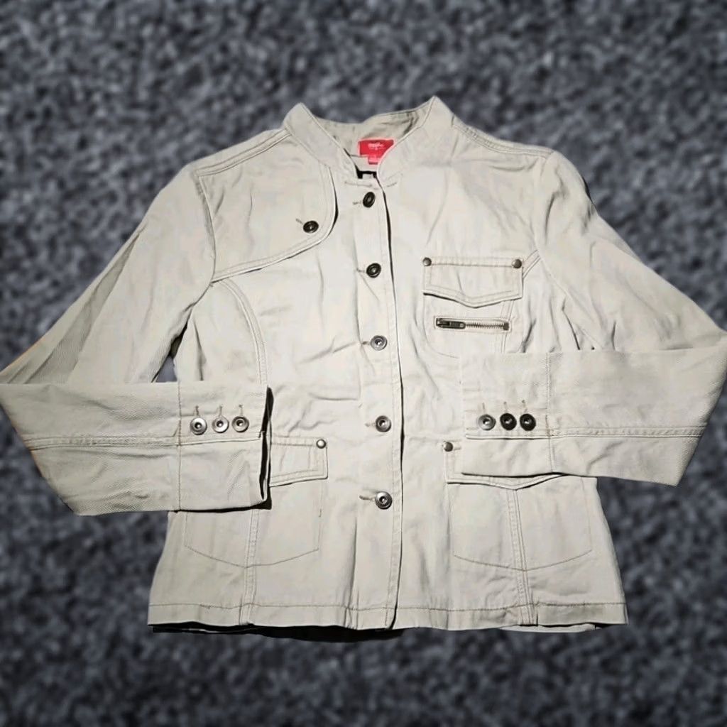 Mossimo Mossimo Jacket Womens Large Beige Military Button Pocket Casual Y2k Zip Mens Girls Womens Size L / US 10 / IT 46 - 1 Thumbnail