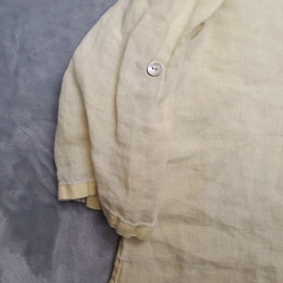 Vintage JS Millenium Shirt Womens L Yellow Linen Tunic Coastal Button-Up 3/4 Sleeve Collared Bohemian Nature Casual Women Size L / US 10 / IT 46 - 4 Thumbnail