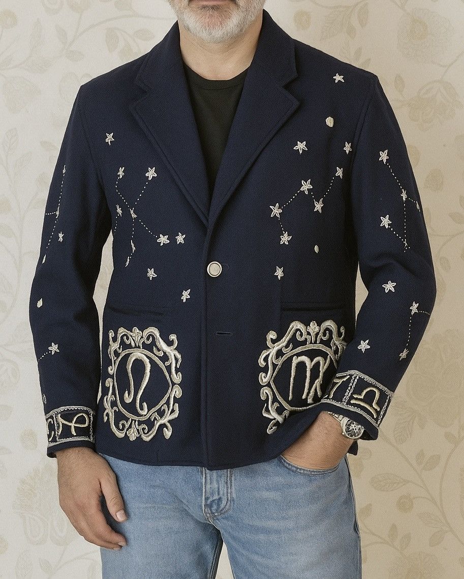 Issey Miyake × Vintage RARE VINTAGE ISSEY MIYAKE EMBROIDERED ZODIAC STARS BLAZER Size US M / EU 48-50 / 2 - 1 Thumbnail