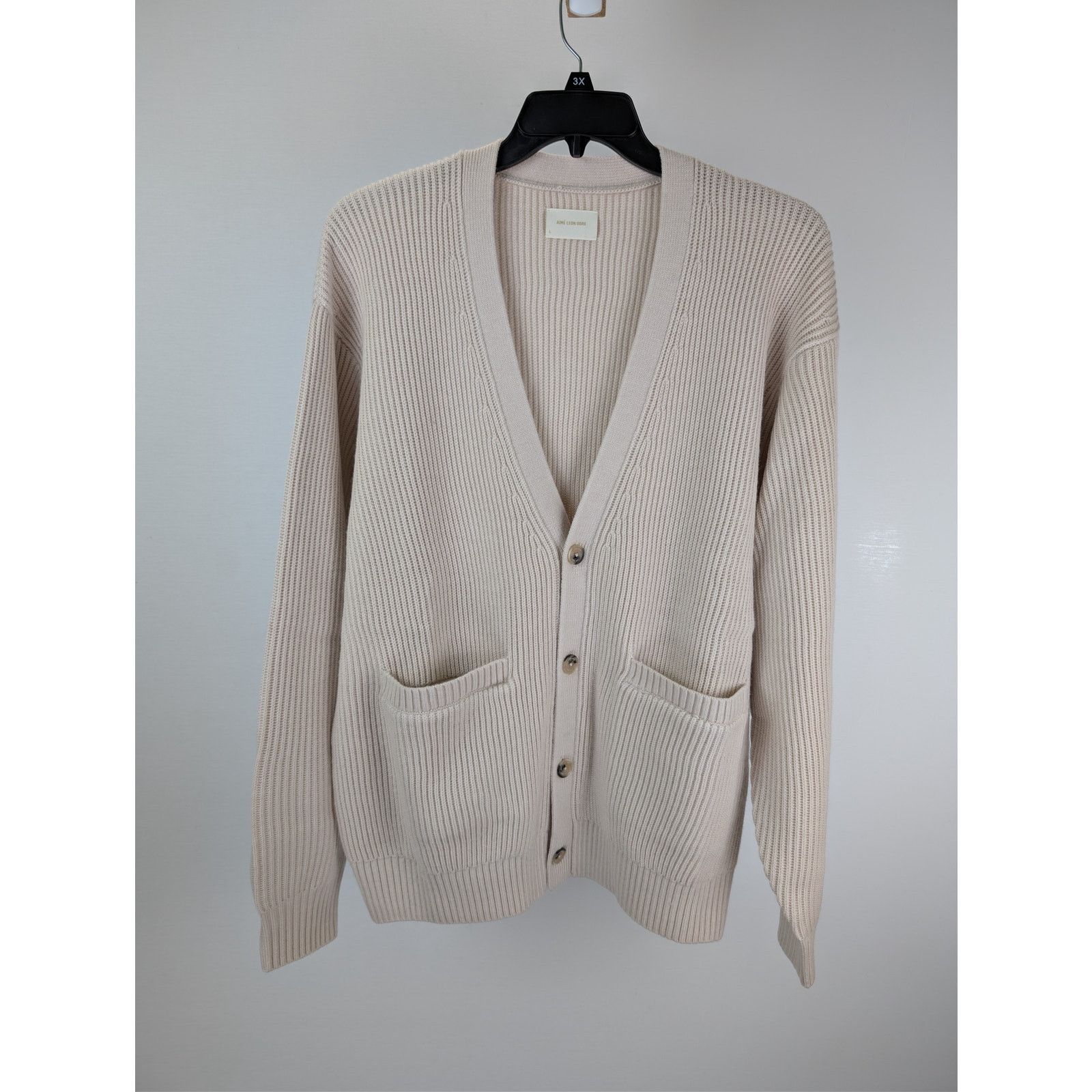 Aime Leon Dore o1rshd1 Shaker Stitch Cardigan Sweater in Oatmeal Size US L / EU 52-54 / 3 - 9 Thumbnail
