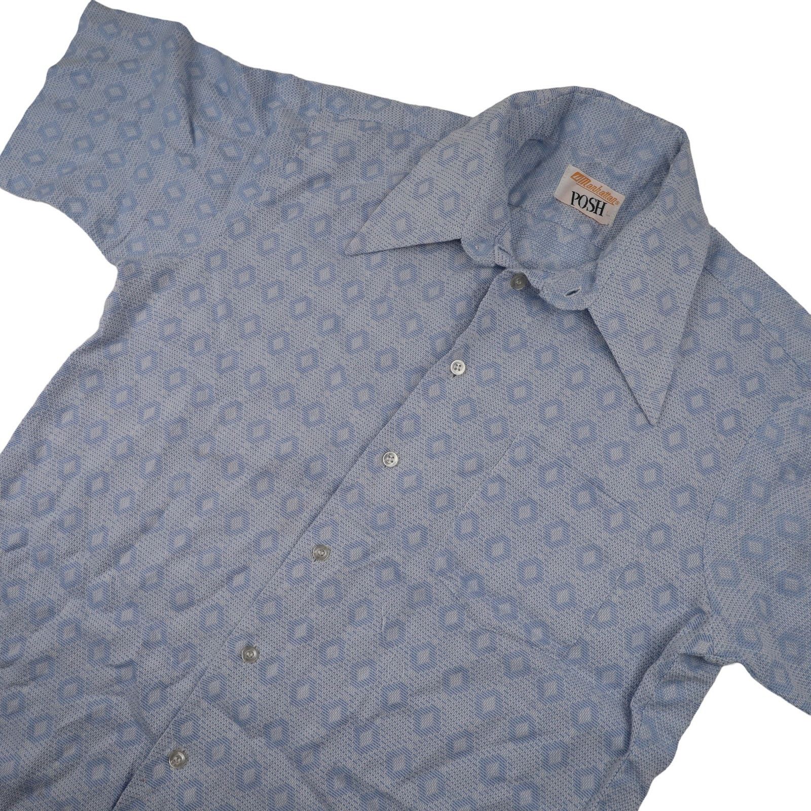 Vintage Vintage Manhattan Posh Allover Design Button Down Shirt Size US L / EU 52-54 / 3 - 2 Thumbnail