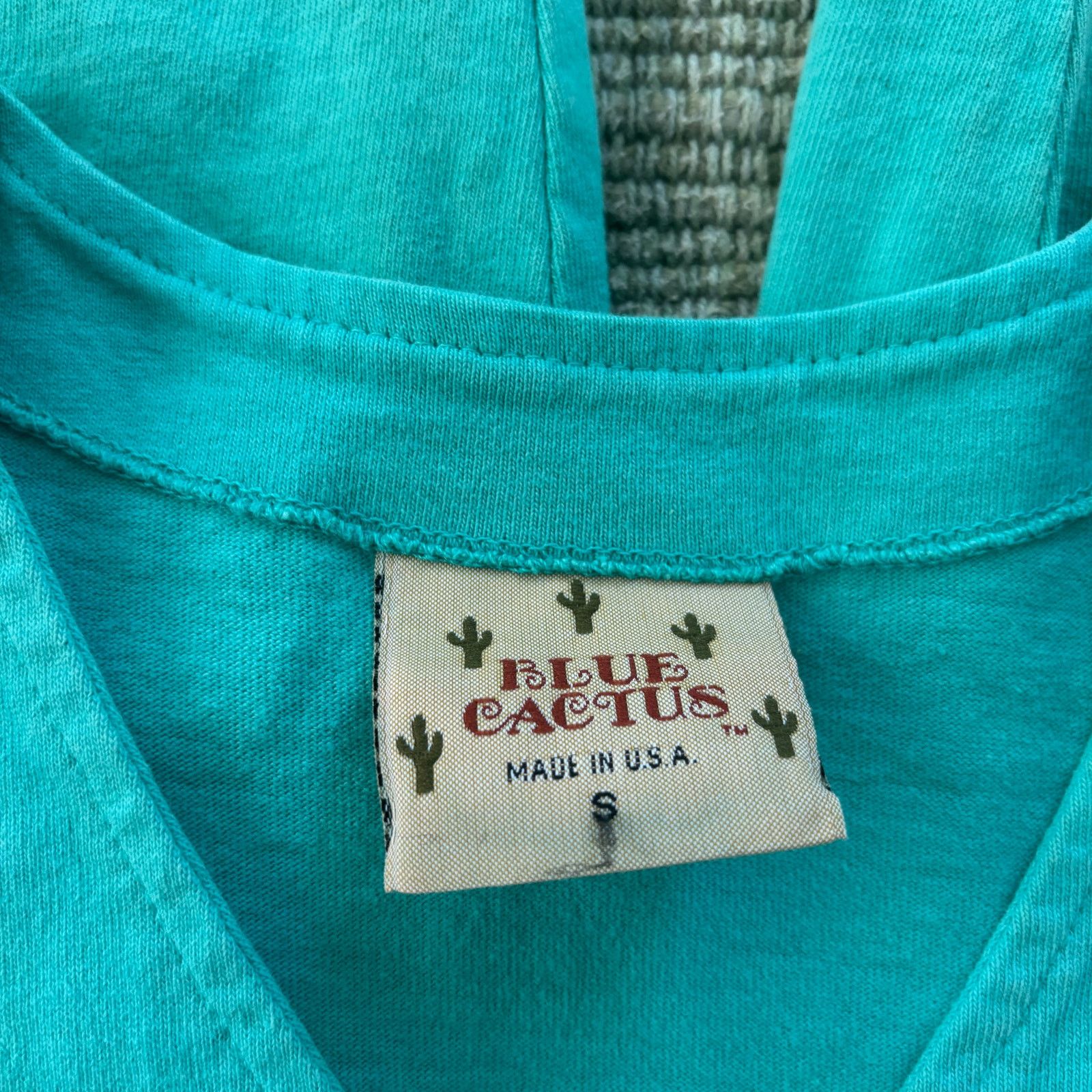 Vintage Vintage 80s 90s Blue Cactus Teal Women's Jumpsuit/Romper Size 28" / US 6 / IT 42 - 2 Thumbnail