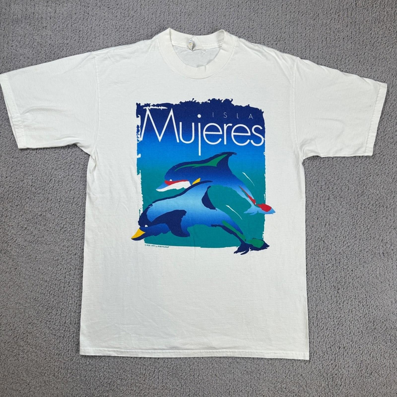 Other Vintage 1999 Peter Mussfeldt Isla Mujeres Dolphin T Shirt Size US L / EU 52-54 / 3 - 1 Thumbnail