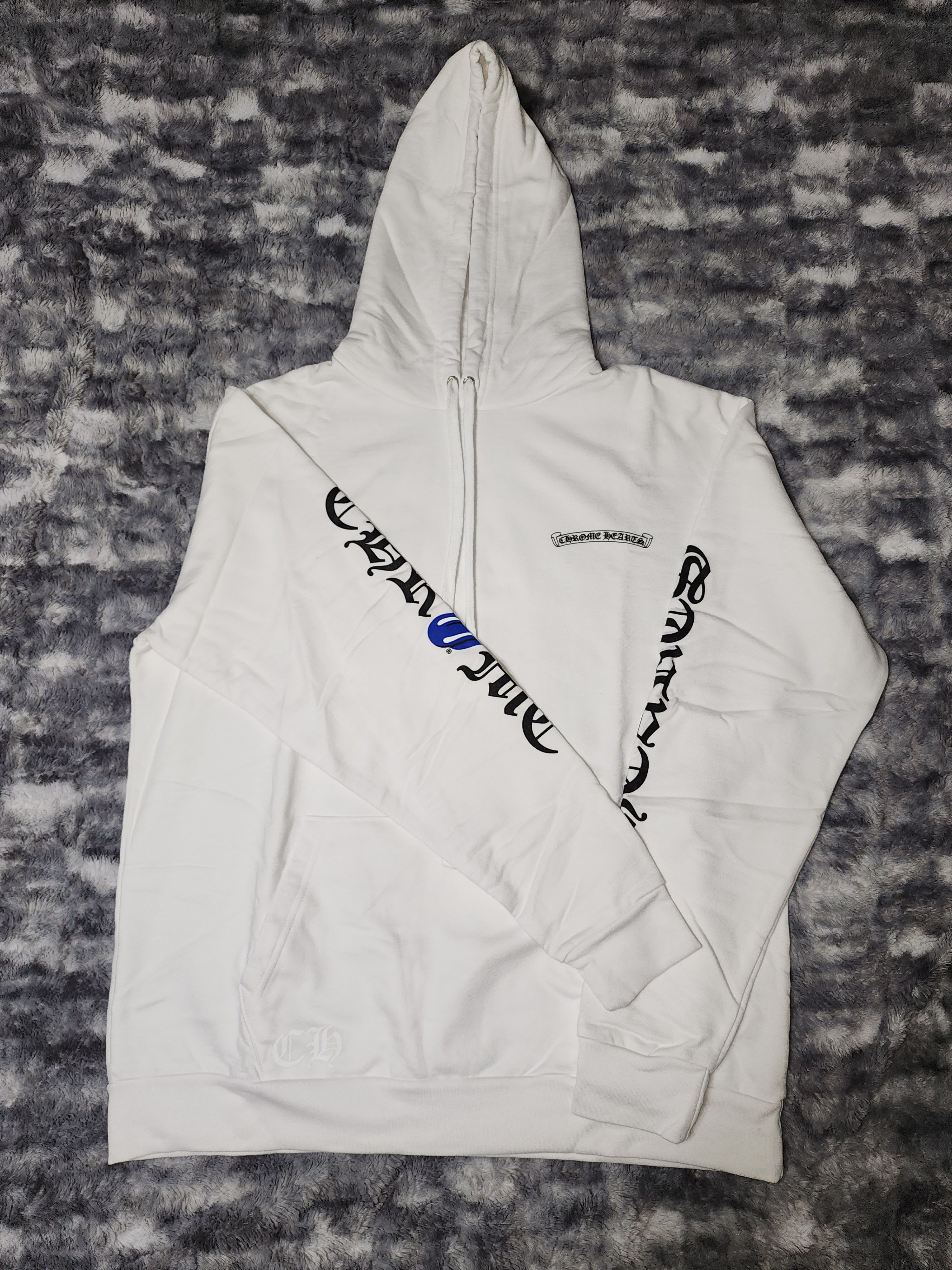 Chrome Hearts Rolling Stones Hoodie in White Blue LipsWhite
