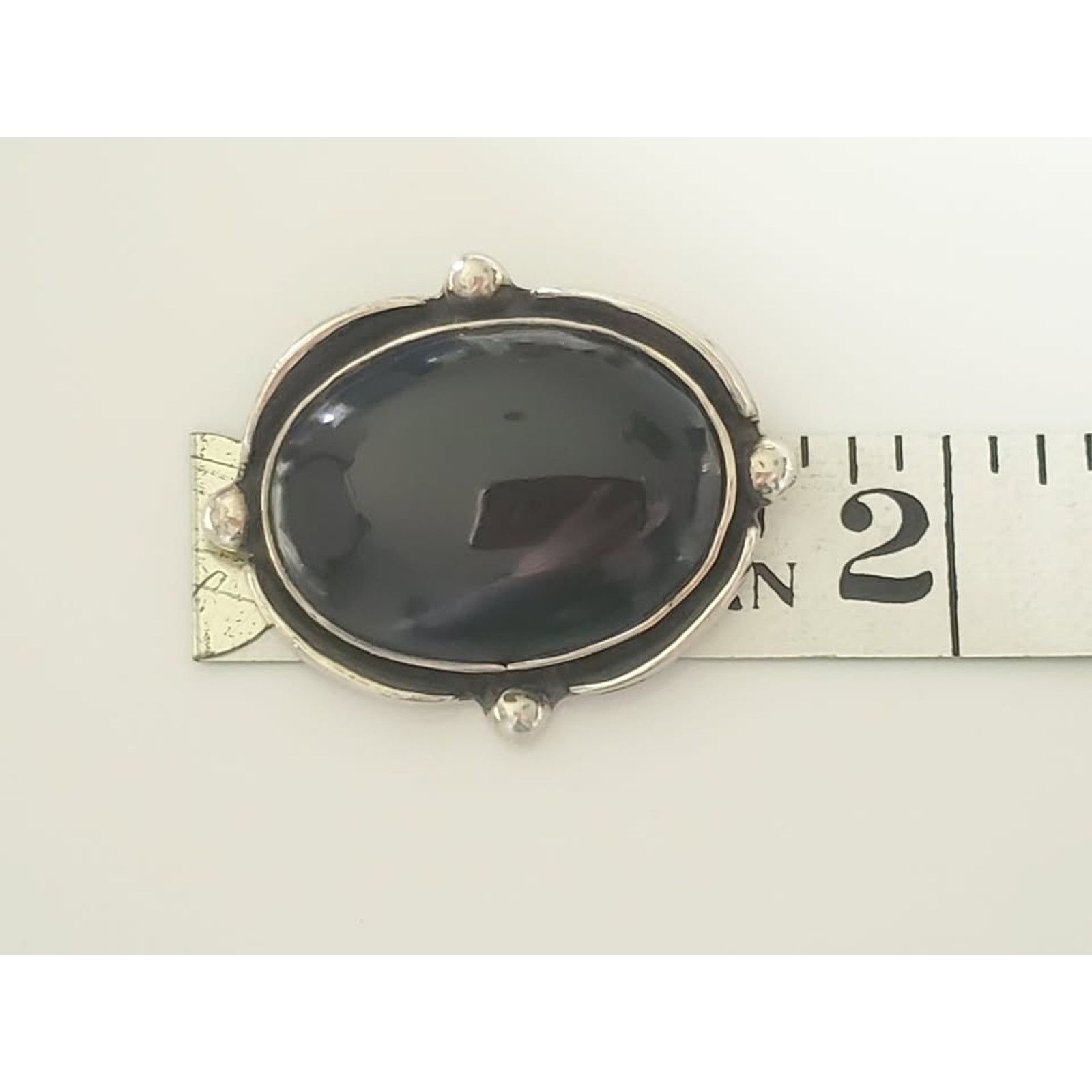 Other Vintage Sterling Silver Oval Onyx Carbochon Pendant Brooch Size ONE SIZE - 4 Thumbnail