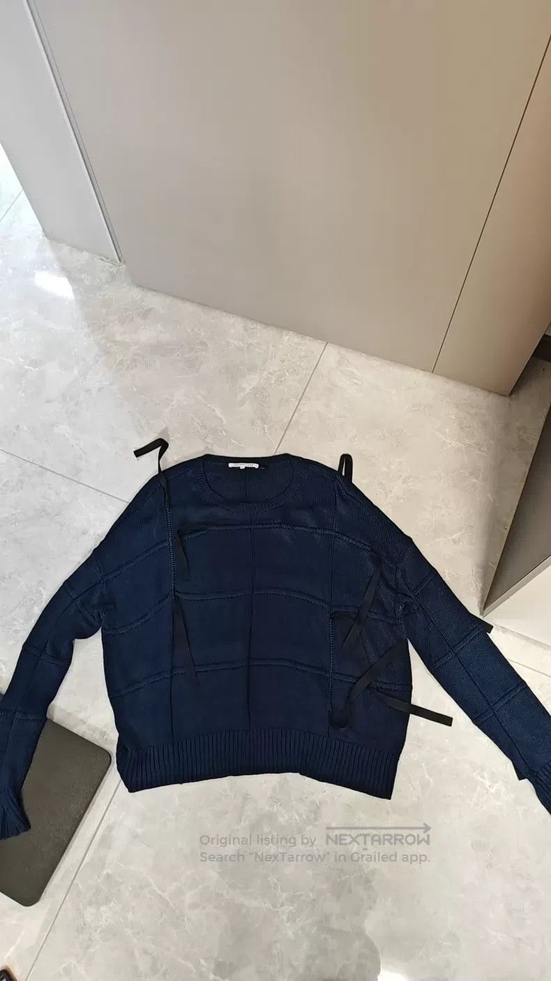 Helmut Lang Helmut Lang Geometric Grid Knit Sweater, Navy Blue Size M / US 6-8 / IT 42-44 - 2 Thumbnail