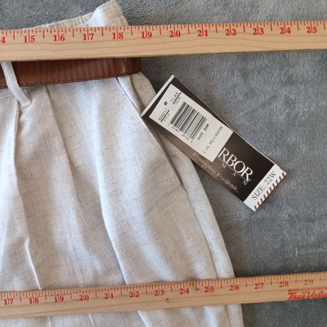 Vintage Sag Harbor Pant Dress Pants Womens Plus 22W Beige Pleated Pockets Belted 29in Inseam Straight New Size 40" / US 18 - 3 Thumbnail