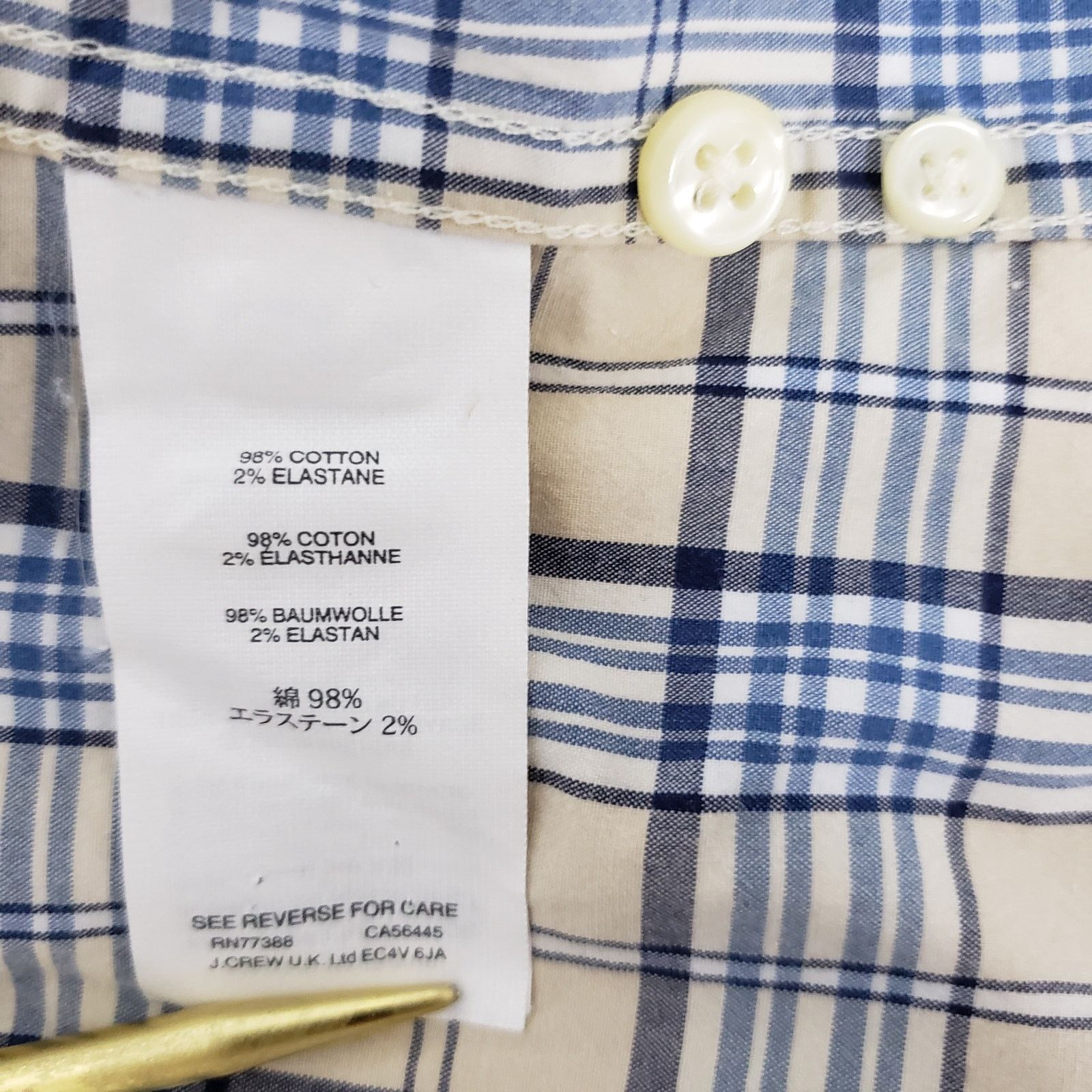 J.Crew J. Crew Secret Wash Shirt Stretch Plaid Check L/S Men XL Size US XL / EU 56 / 4 - 12 Thumbnail