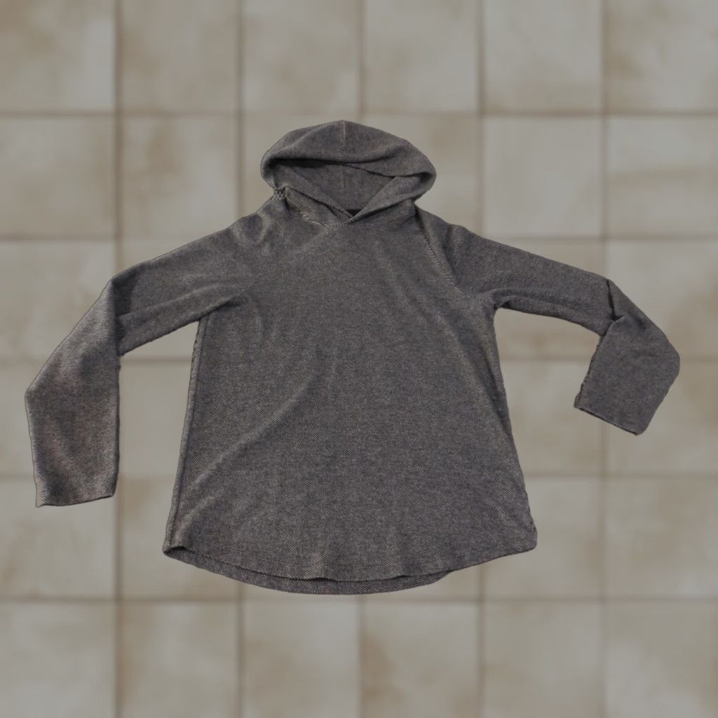 Vince Hoodie Sweater Womens Small Modal Blend Pullover Lightweight Casual Soft T Gray Raglan Sleeve V-Neck Logo