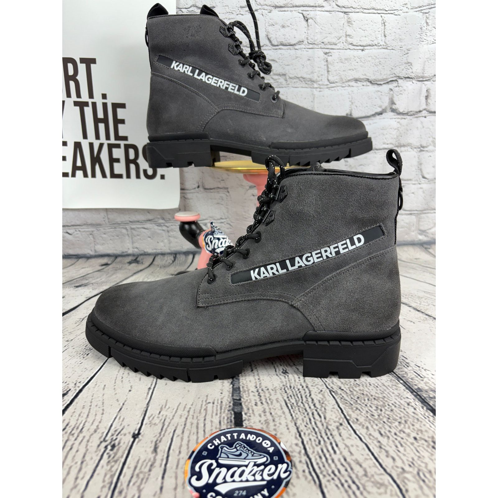 Karl Lagerfeld Karl Lagerfeld Paris Combat Boots Grained Leather Mens 13 Size US 13 / EU 46 - 2 Thumbnail