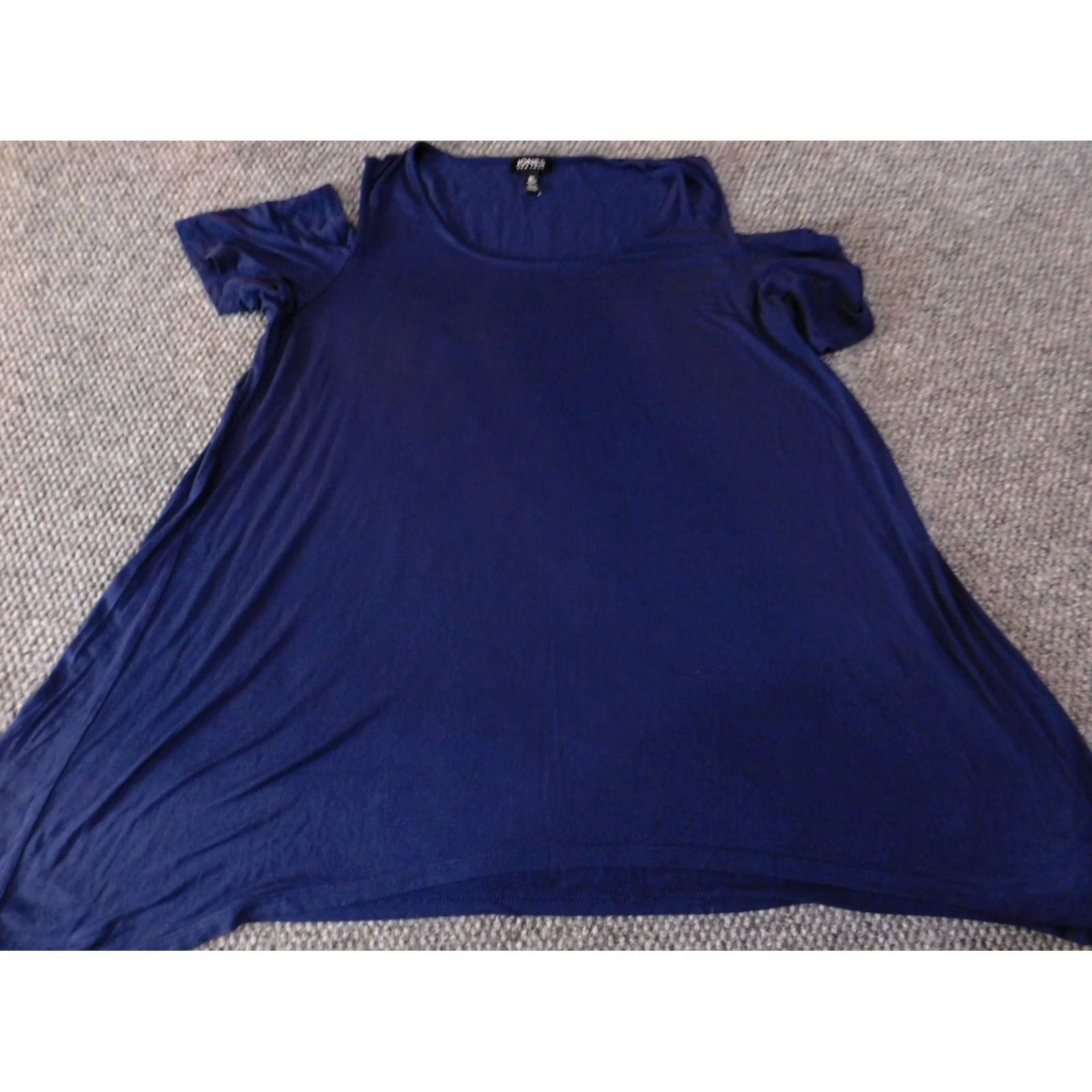 Jones New York Jones New York Blouse Shirt Womens L Blue Off the Shoulder Casual Stretch Regular Cap Sleeve Button Vintage: No Size L / US 10 / IT 46 - 2 Thumbnail