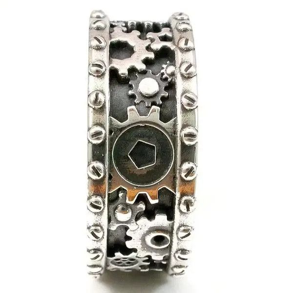 Other Custom Steampunk Gears Antique Plated Silver Ring Size ONE SIZE - 2 Thumbnail