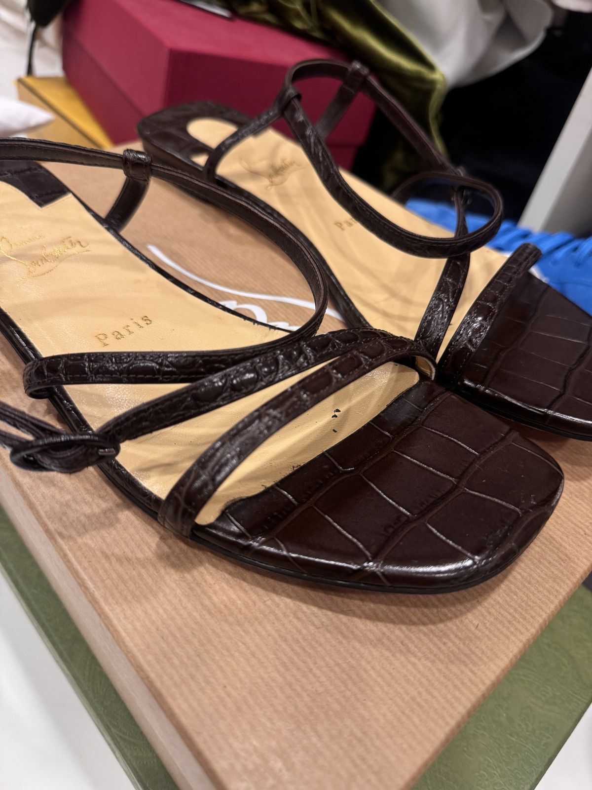 Christian Louboutin Snake skin flat brown sandals Size US 11 / IT 41 - 4 Thumbnail