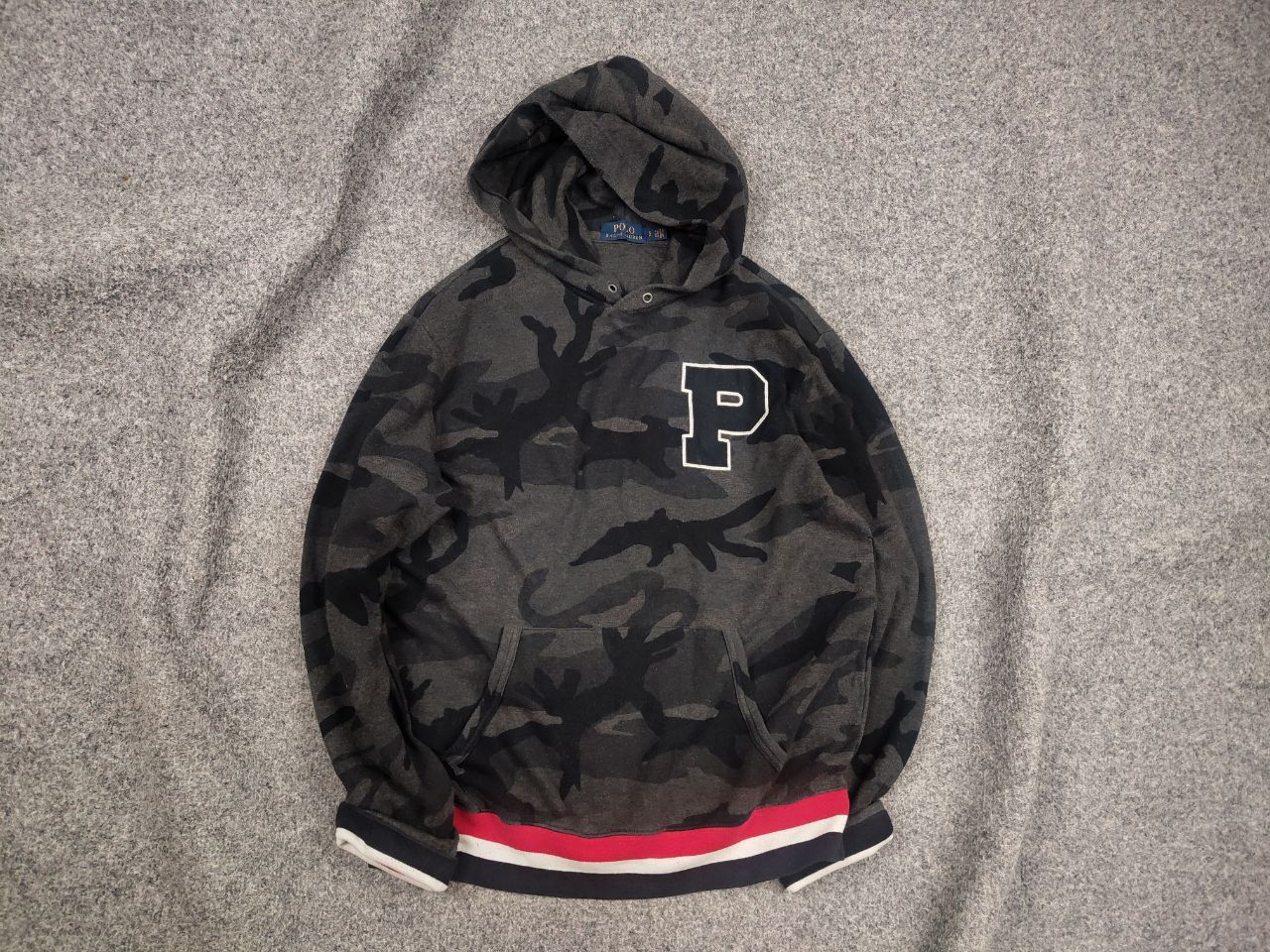 Polo Ralph Lauren Polo Ralph Lauren camo Gray Letterman hoodie Vintage Style Size US S / EU 44-46 / 1 - 1 Thumbnail