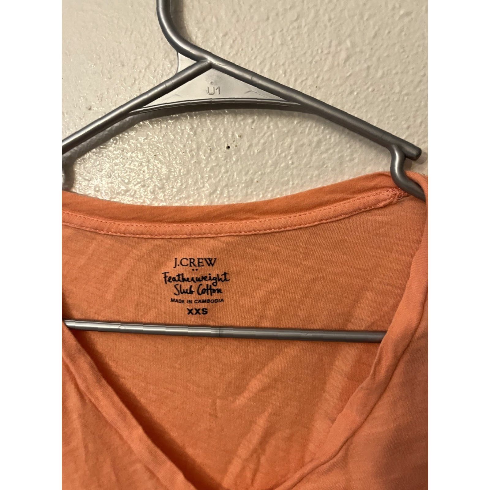 J.Crew J.Crew T-Shirt Long Sleeve V-Neck Slub Cotton Featherweight XXS Orange Womens Size XXS / US 00 / IT 34 - 2 Thumbnail