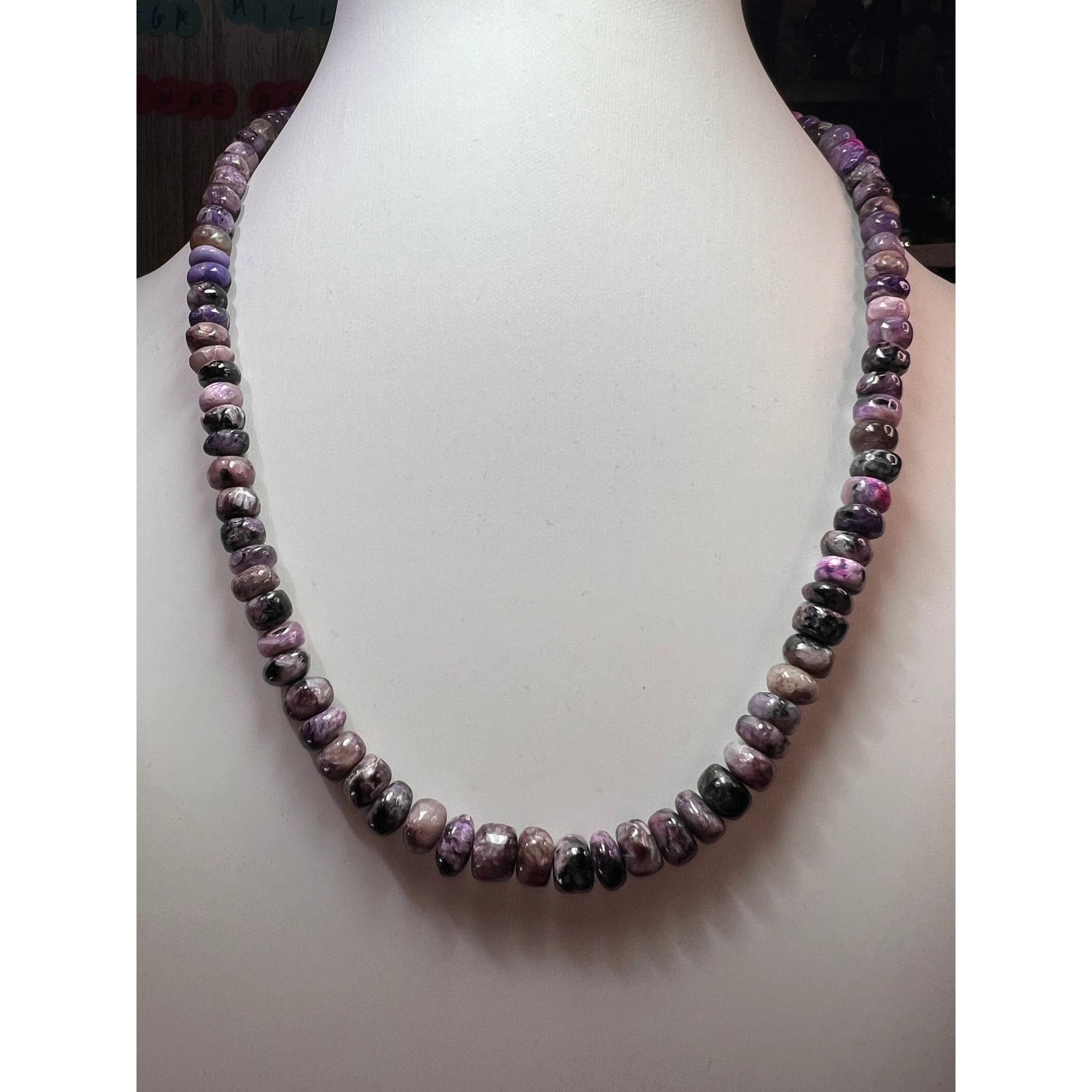 Other NEW Charoite rondelle beaded 18 inch necklace with 925 clasp Size ONE SIZE - 3 Thumbnail