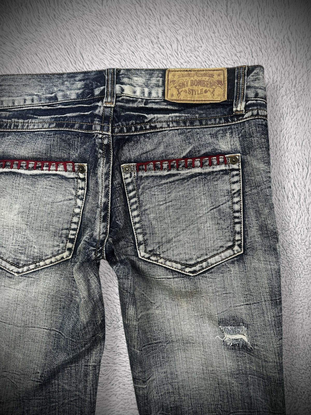 Japanese Brand 💥rare💥 japanese brand Sky Bomber Distressed Patchwork Denim Size US 33 - 9 Thumbnail