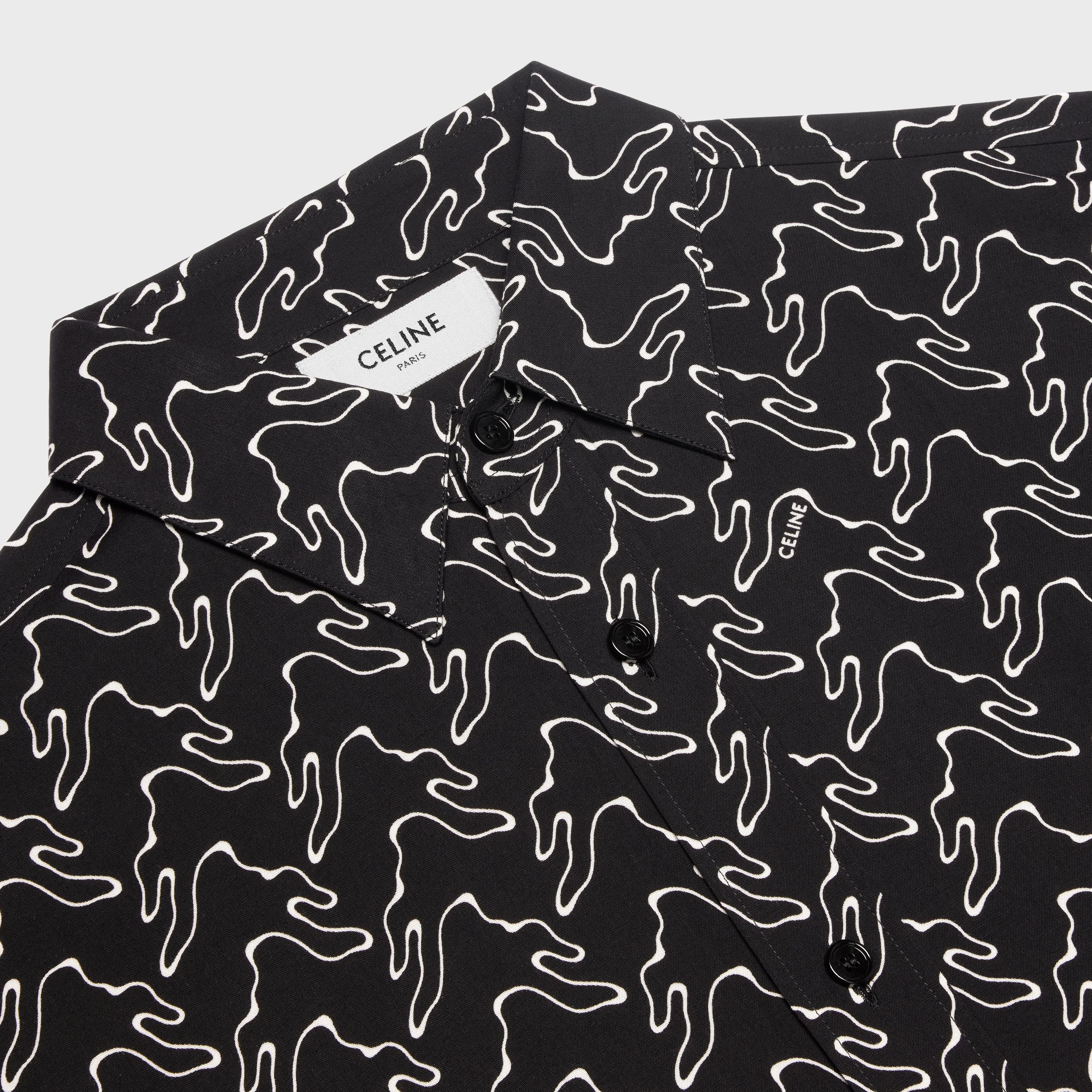 Celine o1w1db10724 Losse Shirt in Printed Viscose in Black/White Size US XXS / EU 40 - 3 Thumbnail