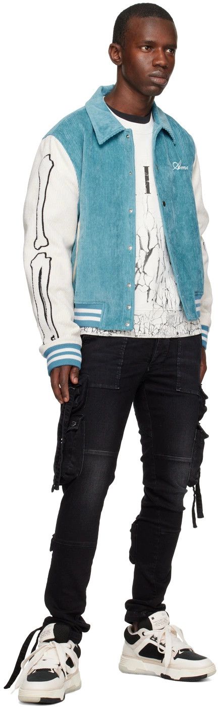 Amiri o1w1db11224 Bones Varsity Bomber Jacket in Blue/White Size US L / EU 52-54 / 3 - 4 Thumbnail