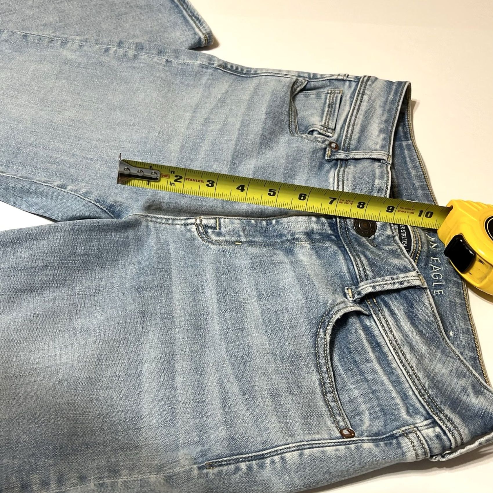 American Eagle Outfitters VINTAGE American Eagle Kick Boot Super Stretch Jeans Women’s 10 Short (31x28) Blue Size 32" / US 10 / IT 46 - 4 Thumbnail