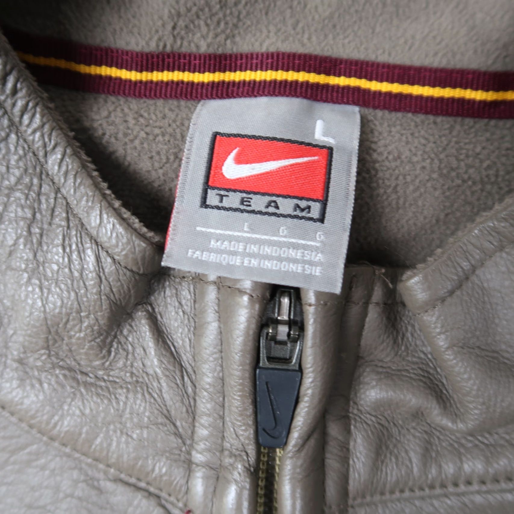 Nike VINTAGE Nike Arizona State Beige Large L Full Zip Leather Jacket Men Size US L / EU 52-54 / 3 - 5 Thumbnail
