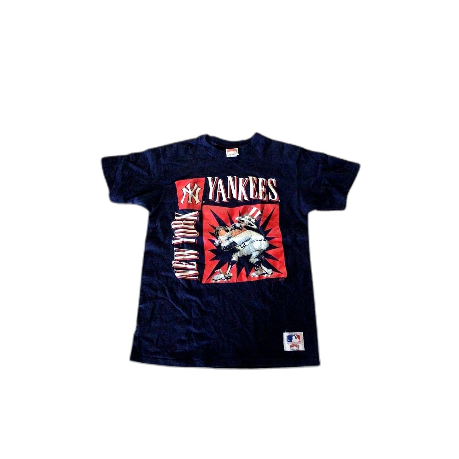 Nutmeg Vintage 1996 Yankees Cartoon Nutmeg Mills MLB Large Blue Size US L / EU 52-54 / 3 - 1 Thumbnail