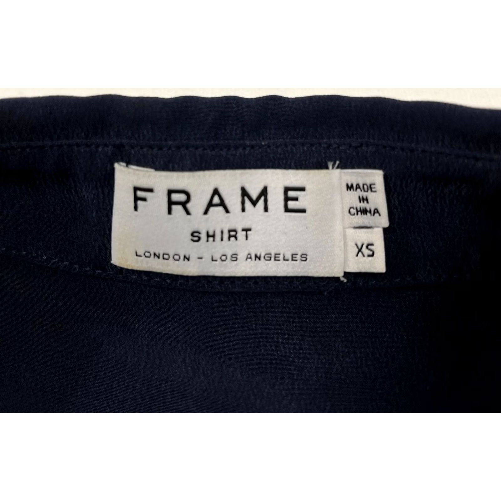 Frame VINTAGE FRAME SHIRT Dress Womens XS Navy Blue Silk Above Knee Sleeveless Pocket Button Up Collared Short Dress Casual Workwear 90s Womens No Size XS / US 0-2 / IT 36-38 - 2 Thumbnail