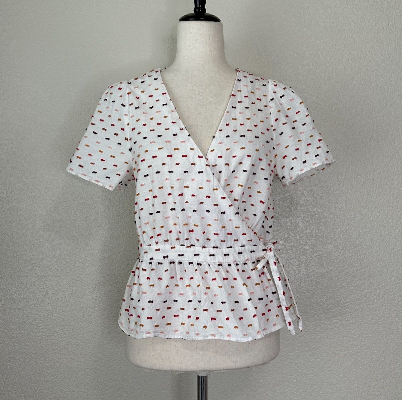 Madewell Ruffle-Hem Wrap Clipdot Blouse Top Size M / US 6-8 / IT 42-44 - 1 Thumbnail