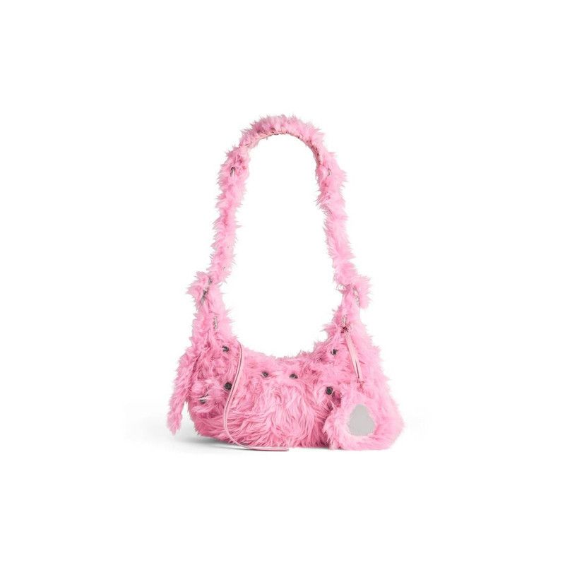 Balenciaga le cagole xs shoulder bag fake fur in pink Size ONE SIZE - 1 Thumbnail