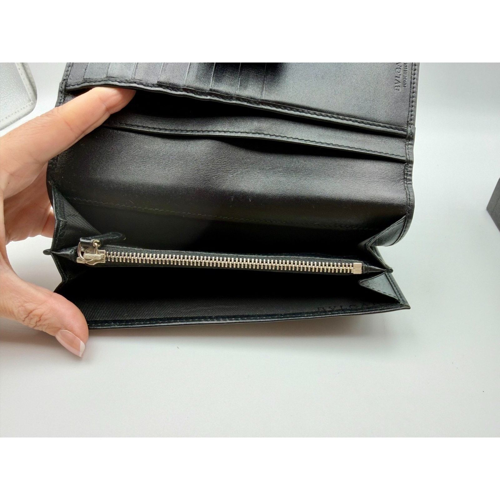 Bvlgari BVLGARI Weekend Long Wallet Gray Chevron MINT COND Size ONE SIZE - 11 Thumbnail