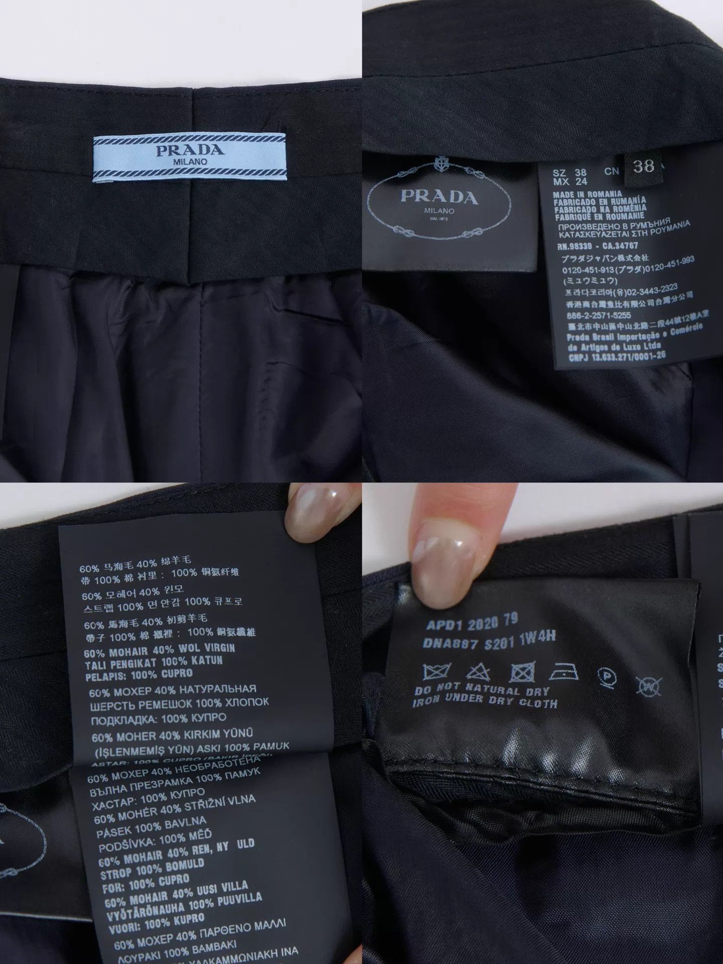 Prada PRADA Navy Mohair High-Waist Flared Trousers Size 26" / US 2 / IT 38 - 9 Thumbnail