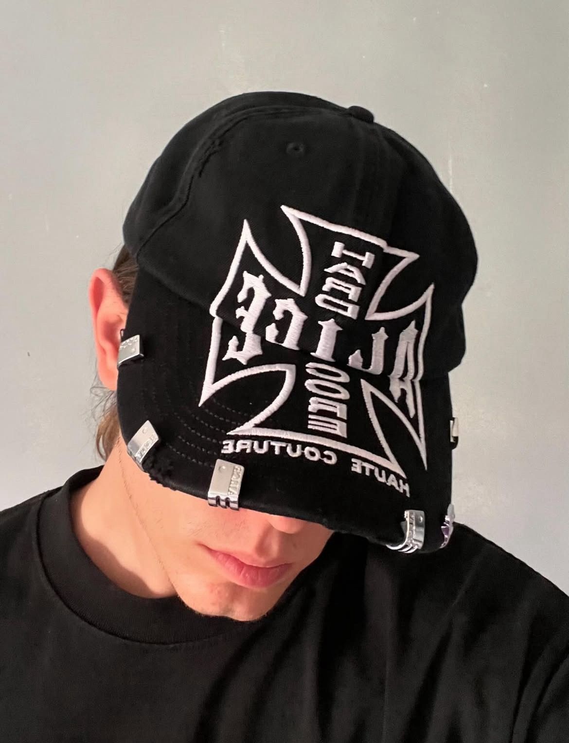 未使用【ALICE HOLLYWOOD】CHOPPER CAP /BLKWHT ALICE HOLLYWOOD SS25 TOKYO EXCLUSIVE CHOPPER CAP / BLK WHT
