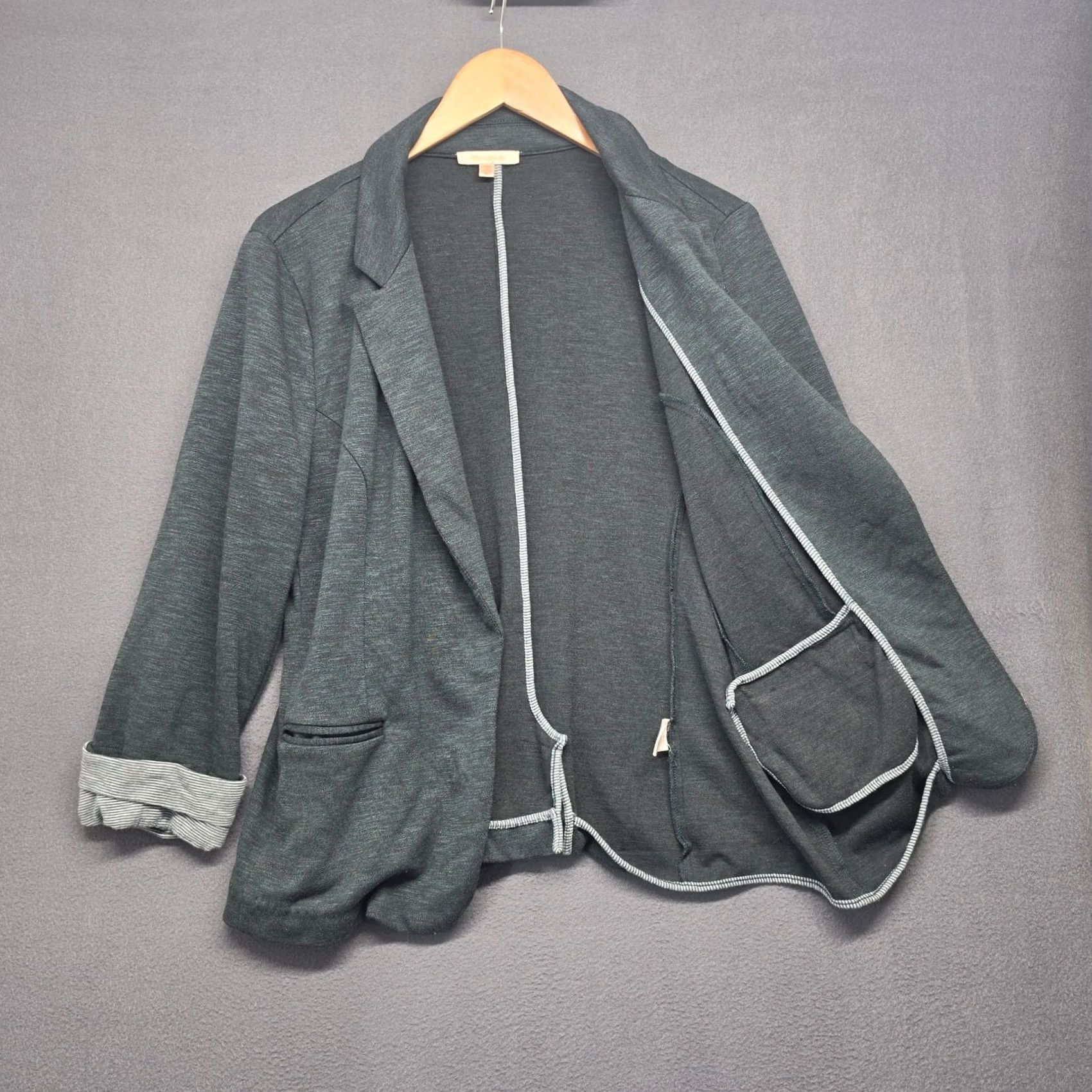 Vintage Skies Are Blue Cardigan Jacket Open Front Blazer Green XL Womens Cardigan Knit Green Blue Blazer 90s Womens XL Size XL / US 12-14 / IT 48-50 - 3 Thumbnail