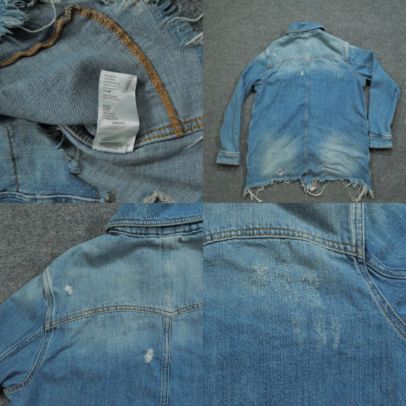 Free People VINTAGE Free People Jacket Womens Small Blue Denim Grunge Oversized Distressed Biker Casual Blue Jeans 90s Womens Size 28" / US 6 / IT 42 - 8 Thumbnail