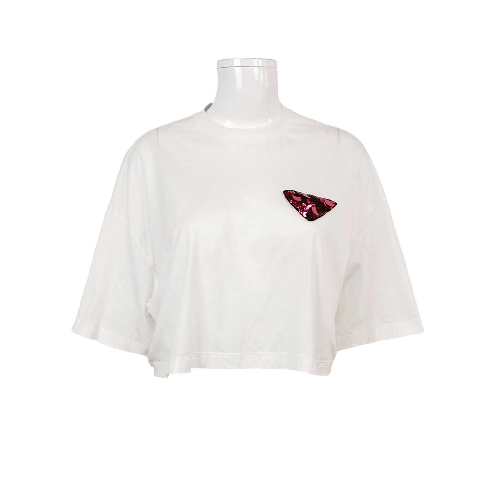 Prada Prada Sequin Triangle Logo T-Shirt XS Size XS / US 0-2 / IT 36-38 - 1 Thumbnail