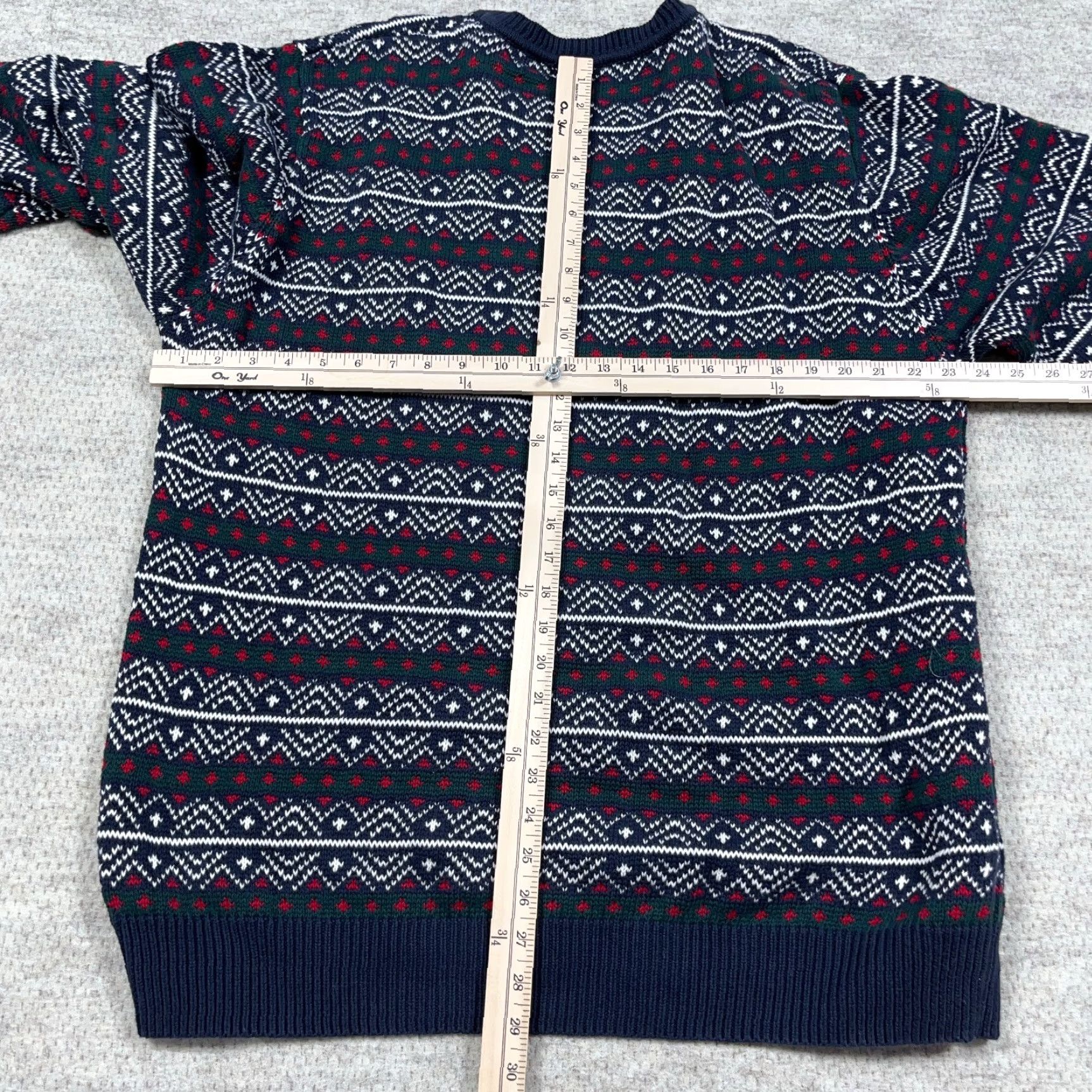 Vintage VINTAGE Grandpa Sweater Men XLT Blue Red Heavy Chunky Knit Geometric Nordic 90s Saddlebred Crew Neck Pullover Knit Size US XL / EU 56 / 4 - 5 Thumbnail