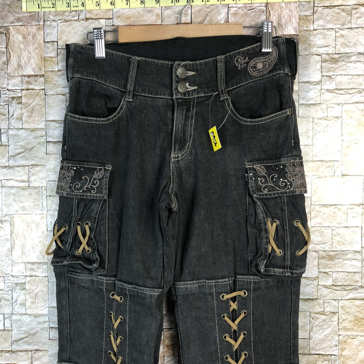 Japanese Brand Maliani Black Cropped seditionaries punk cargo Pants #A956 Size US 29 - 5 Thumbnail