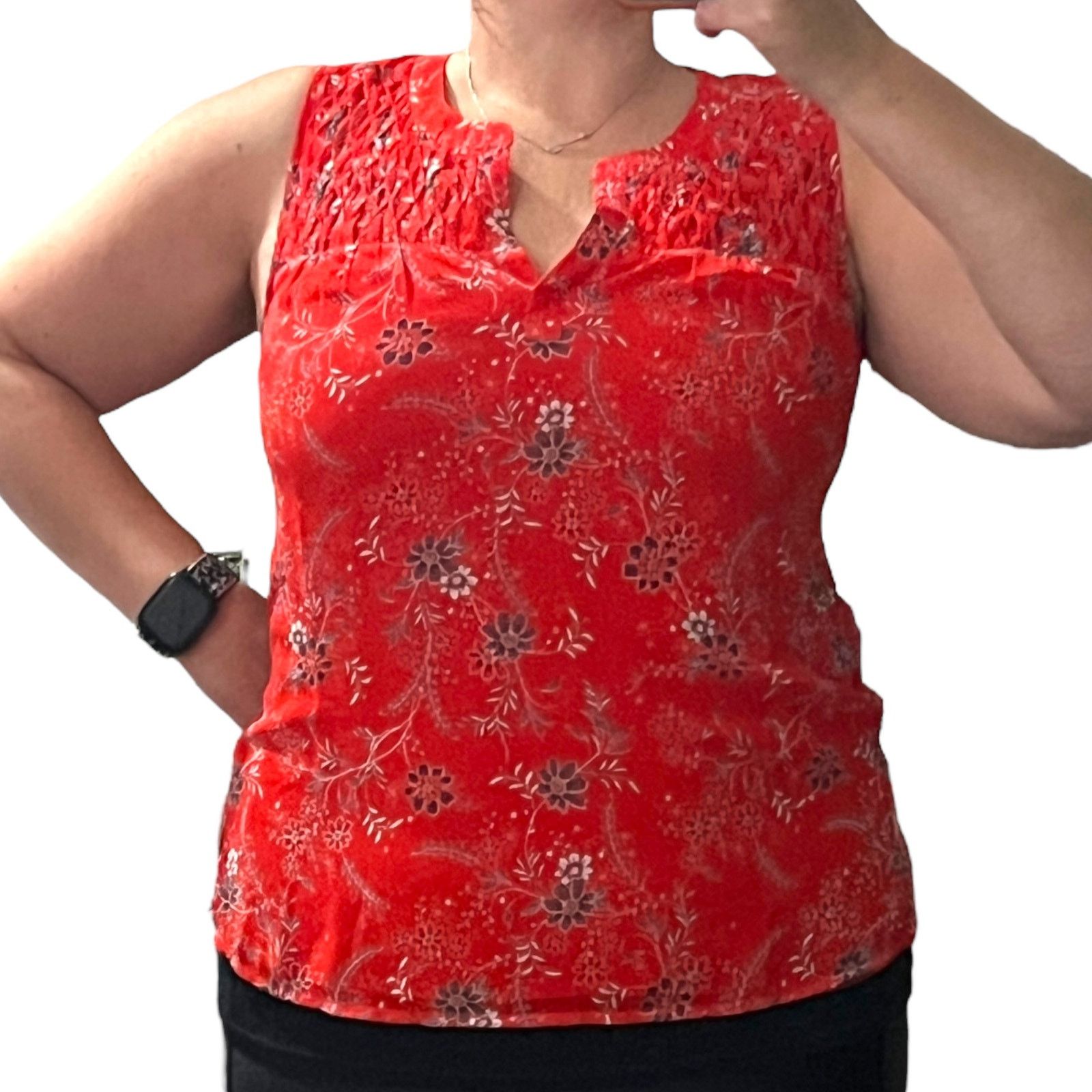 Other Carin Smocked Bib Blouse - Stitch Fix Split Neck Sleeveless Size S / US 4 / IT 40 - 8 Thumbnail