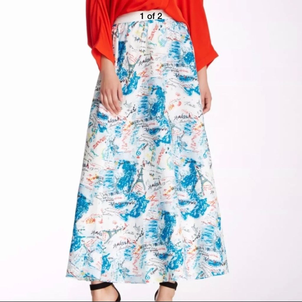 Other NWT Catherine Malandrino Flash Maxi silk blend Skirt. Size 28" / US 6 / IT 42 - 1 Thumbnail