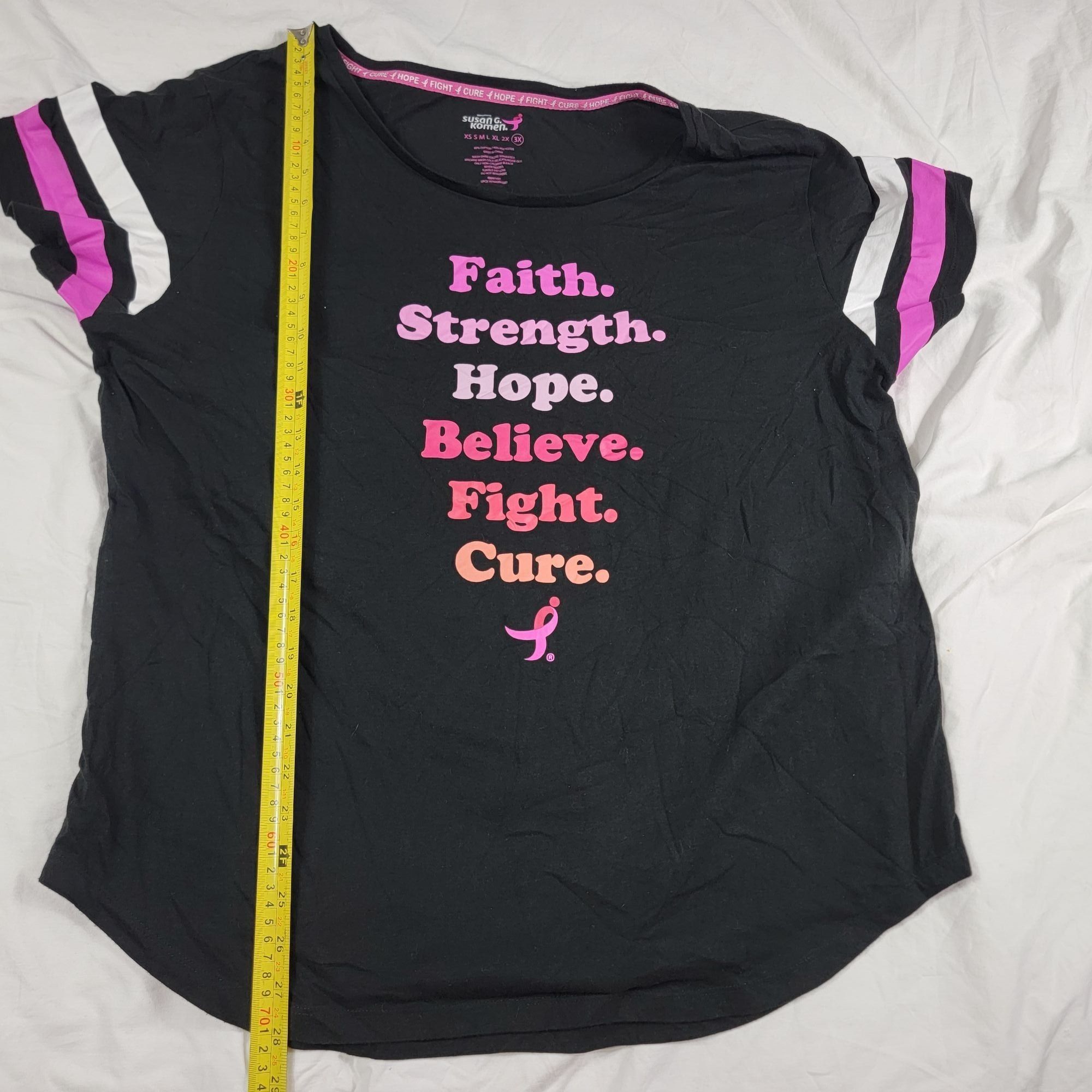 Other Susan G Komen Womens 3X Black Graphic Tee Shirt Faith Streng Size 3XL / US 20-22 - 7 Thumbnail