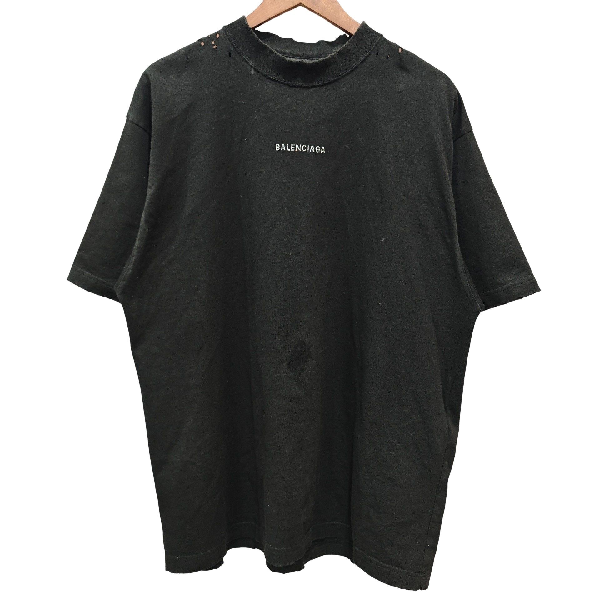 Balenciaga Balenciaga Studded Logo Washed T-Shirt S Size US S / EU 44-46 / 1 - 1 Thumbnail