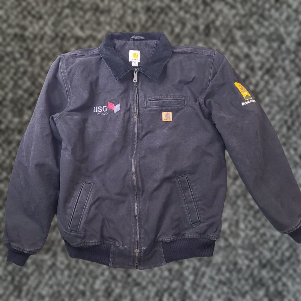 VINTAGE Carhartt Jacket XLT Black Quilted Canvas Bomber Detroit Bankston 101228-001