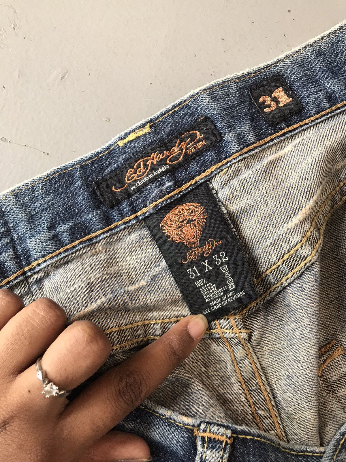 Christian Audigier × Ed Hardy × Vintage Vintage Edhardy Christian Audigier distressed denim Size US 33 - 8 Thumbnail