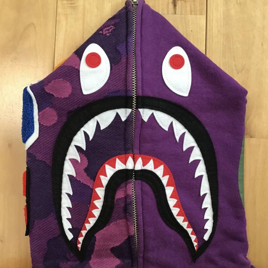 Bape BAPE Jacquard camo shark full zip hoodie purple camo APE Size US M / EU 48-50 / 2 - 3 Thumbnail
