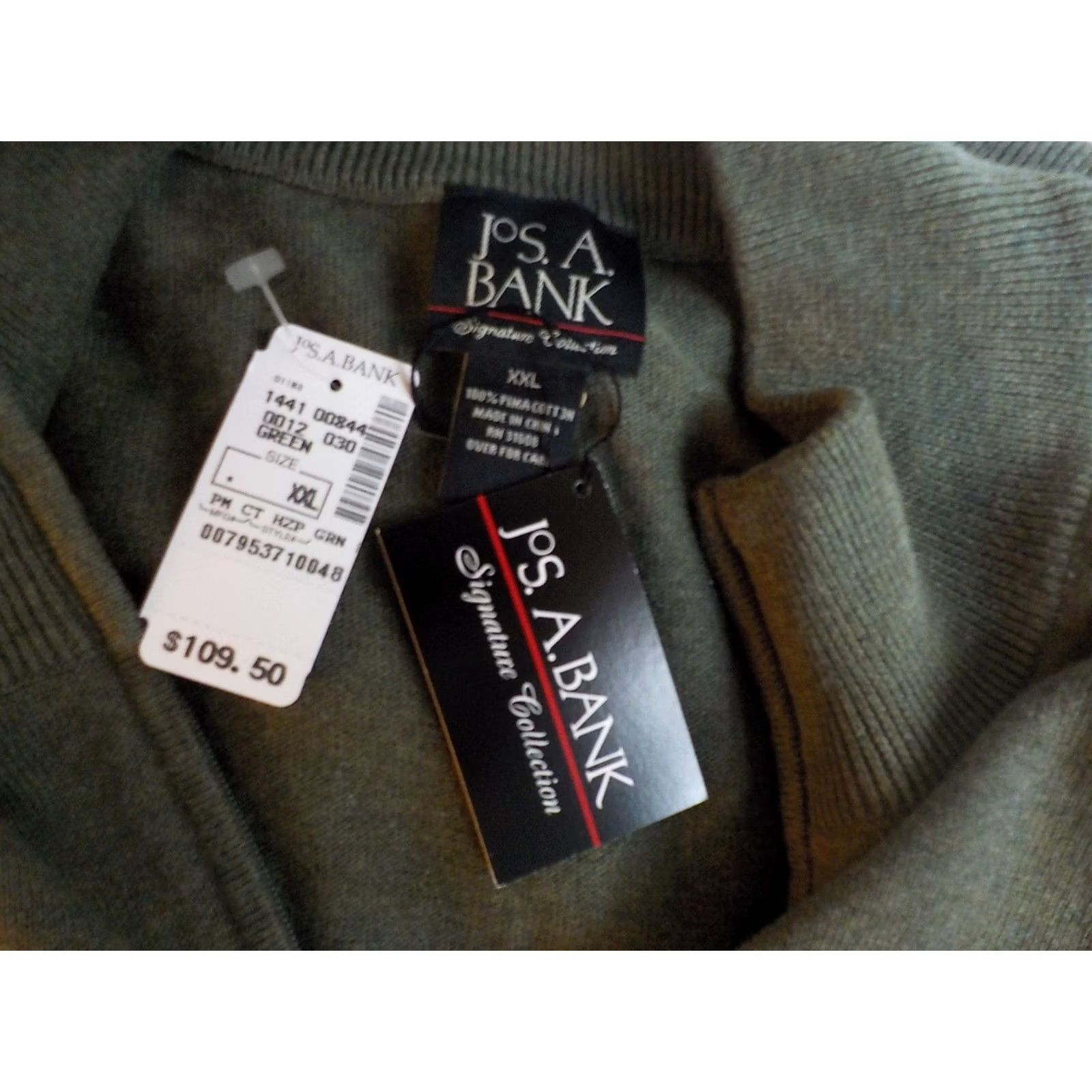 Jos. A. Bank VINTAGE Jos. A. Bank 1/4 Zip Pullover Sweater Army Green 2XL NWT Mock Neck 100% Pima Cotton Mens Regular Knit Sweatshirt Size US XXL / EU 58 / 5 - 5 Thumbnail