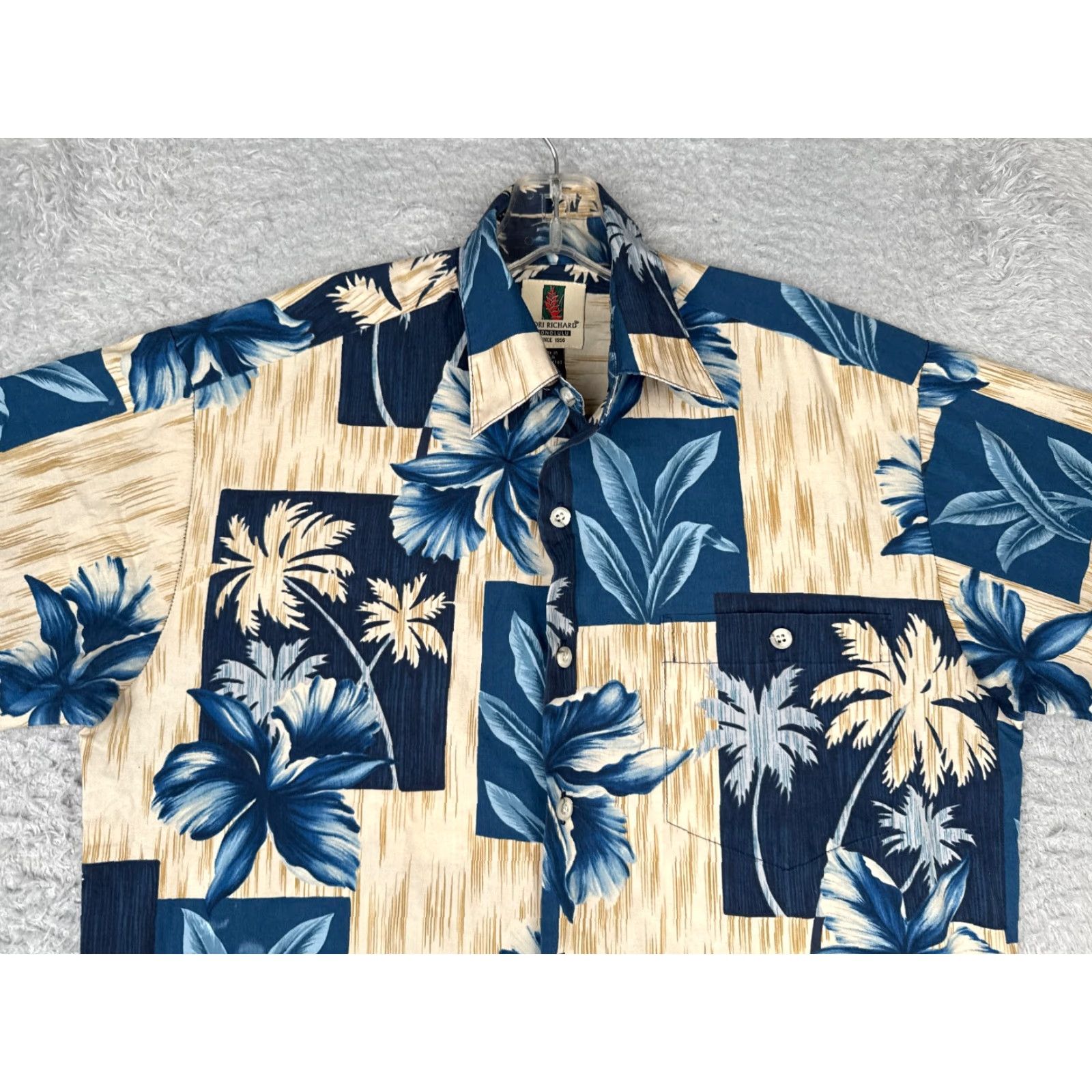 Tori Richard VINTAGE Tori Richard Shirt Men S Beige Blue Cotton Blend Floral Hawaiian Size US S / EU 44-46 / 1 - 4 Thumbnail