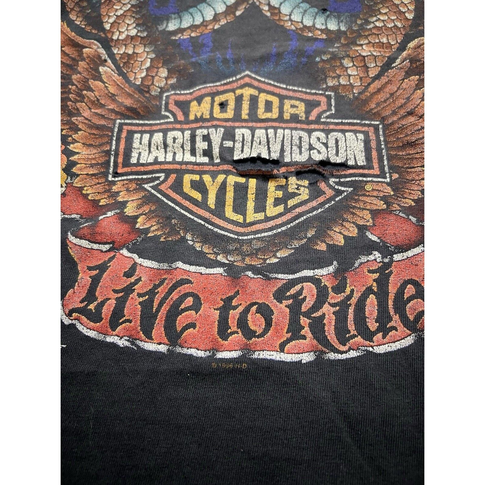 Harley Davidson × Vintage Vtg Harley Davidson Snake Live Ride Valley Forge Montgomery Size US L / EU 52-54 / 3 - 8 Thumbnail