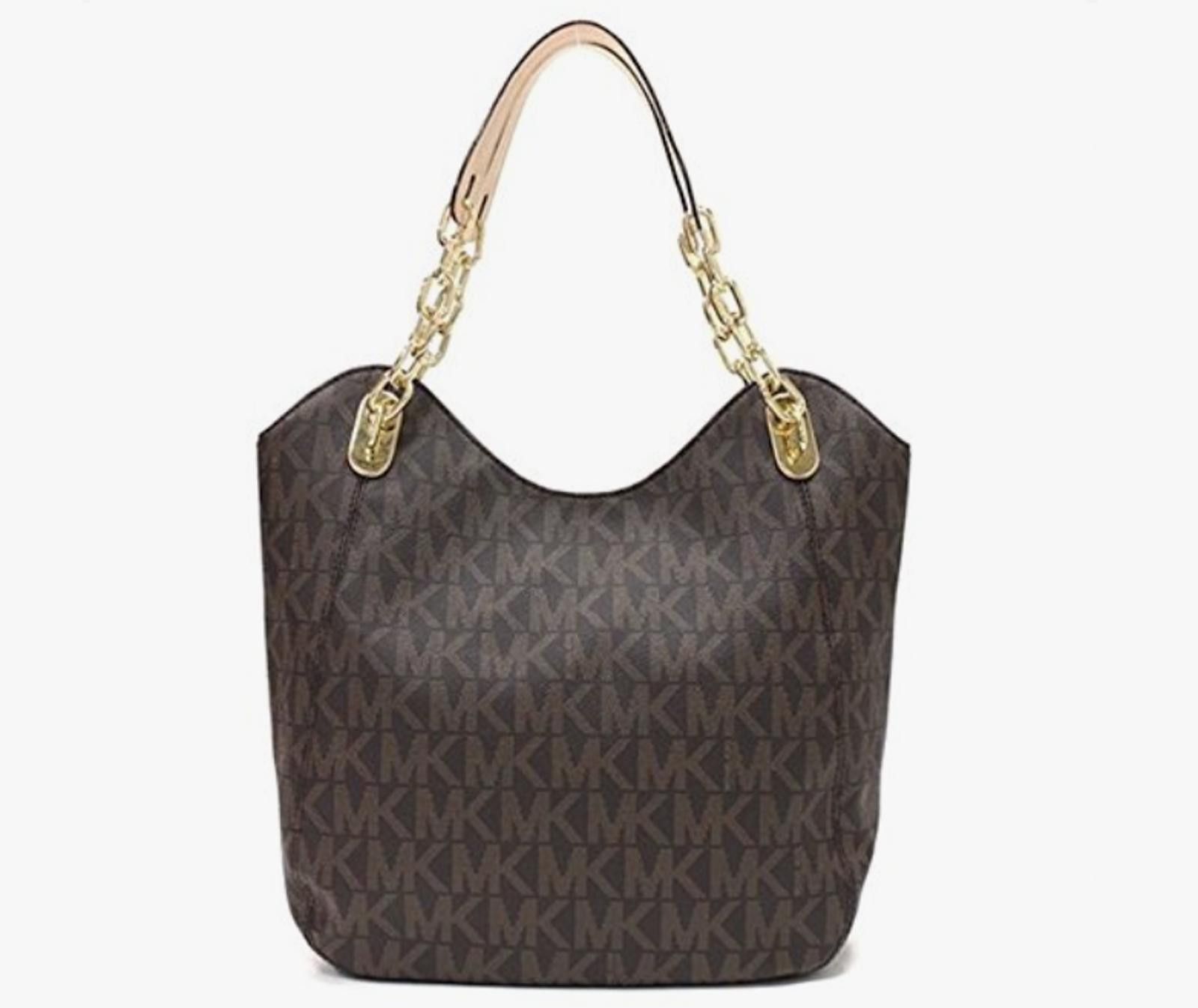Michael Kors Michael Kors Lilly MK Monogram Chain Shoulder Tote Brown Size ONE SIZE - 2 Thumbnail